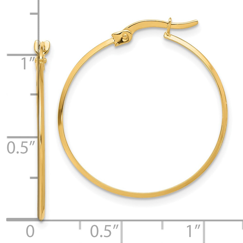 14K Yellow Gold Polished Knife Edge Hoop Earrings