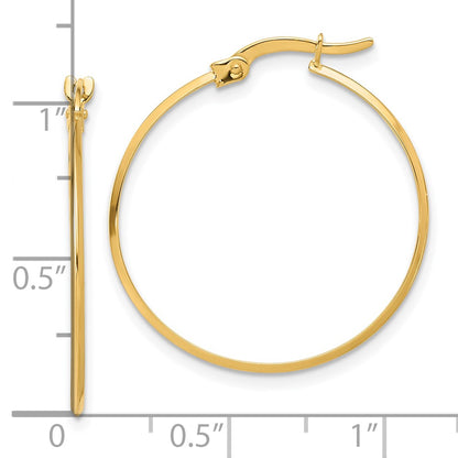 14K Yellow Gold Polished Knife Edge Hoop Earrings
