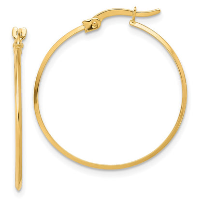 14K Yellow Gold Polished Knife Edge Hoop Earrings