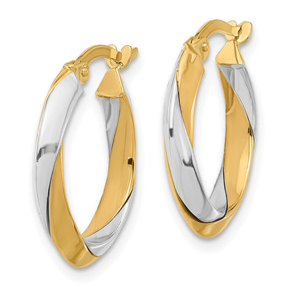14K Two-Tone Polished Twist Hoop Earrings