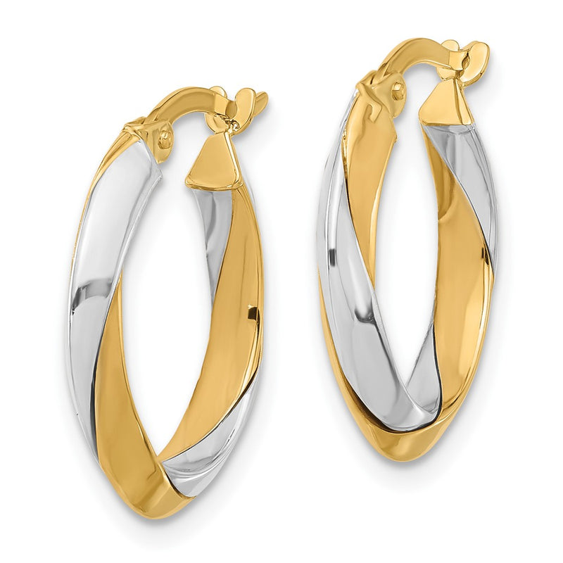 14K Two-Tone Polished Twist Hoop Earrings