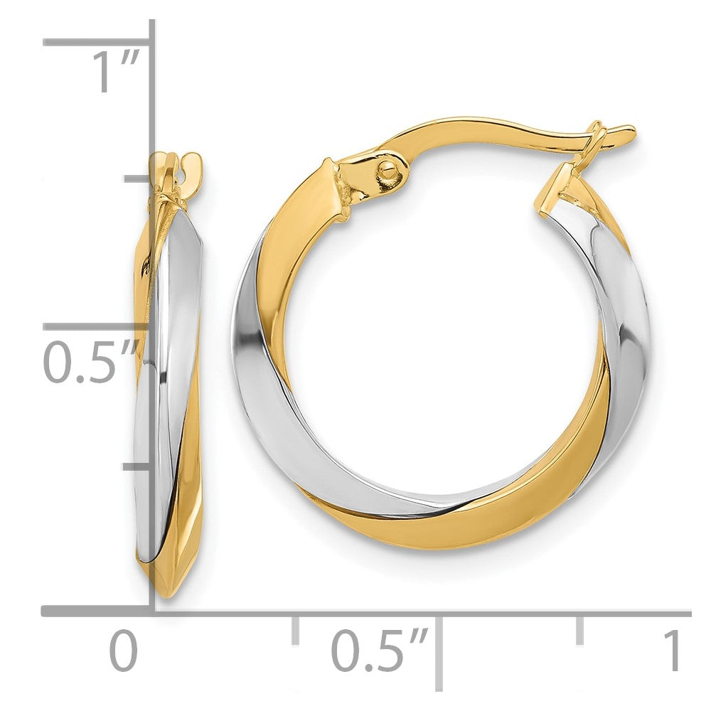 14K Two-Tone Polished Twist Hoop Earrings