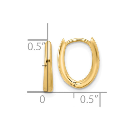 14K Yellow Gold Polished Oval Hinged Hoop Earrings