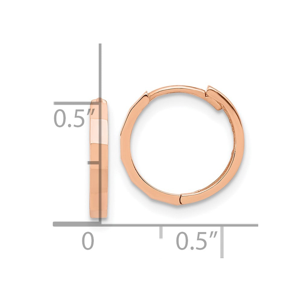 14K Rose Gold Polished and Diamond-Cut Hinged Hoop Earrings