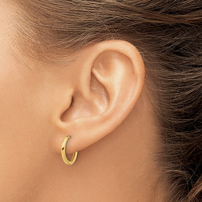 14K Yellow Gold Polished Hinged Hoop Earrings
