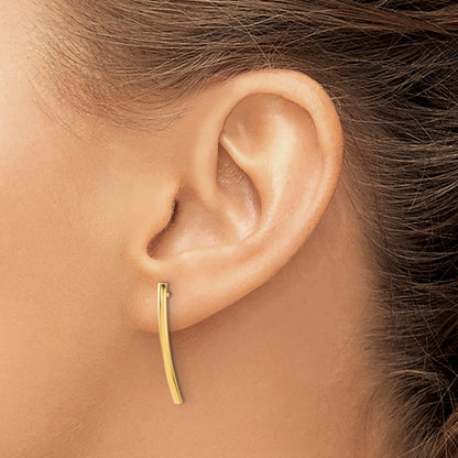 14K Yellow Gold Polished Bar Post Earrings