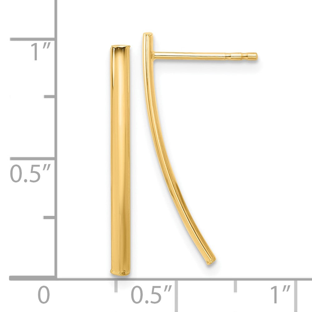 14K Yellow Gold Polished Bar Post Earrings