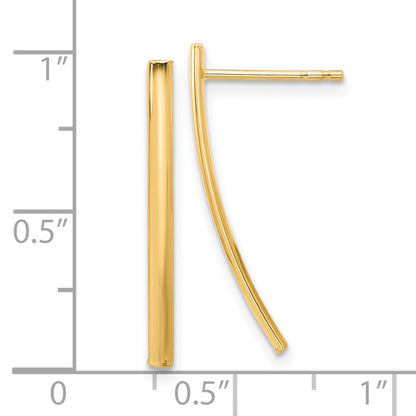 14K Yellow Gold Polished Bar Post Earrings