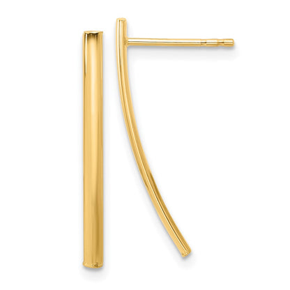14K Yellow Gold Polished Bar Post Earrings