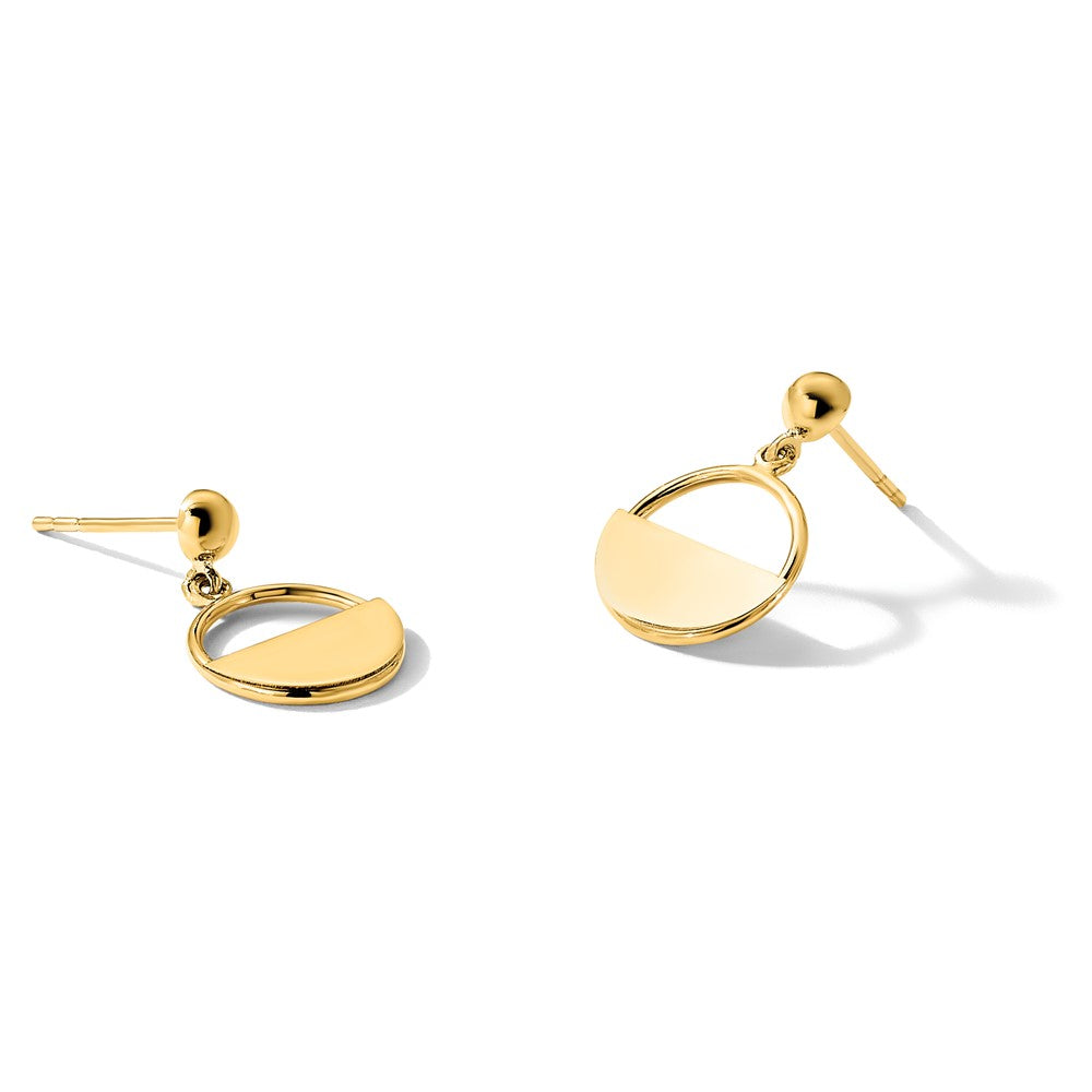 14K Yellow Gold Polished Contemporary Dangle Post Earrings