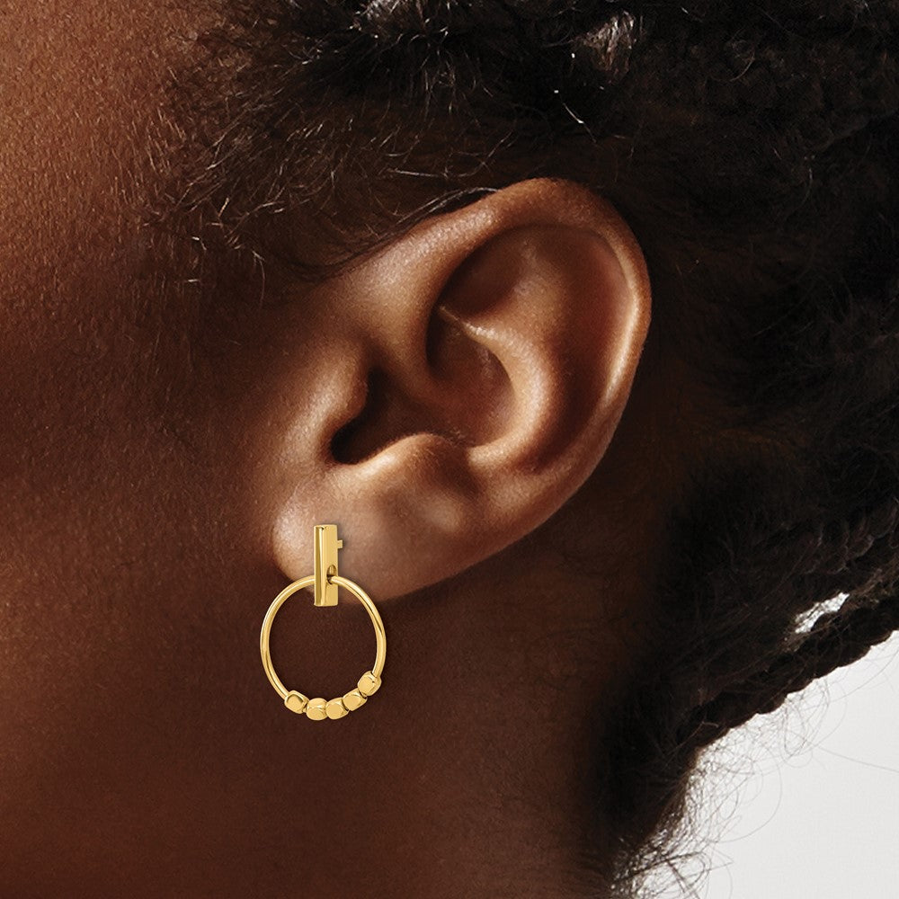 14K Yellow Gold Polished Circle Dangle Post Earrings