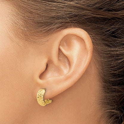 14K Yellow Gold Polished and Diamond-Cut Omega Back Earrings