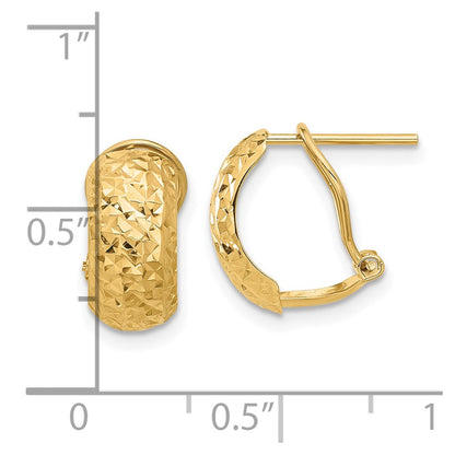 14K Yellow Gold Polished and Diamond-Cut Omega Back Earrings