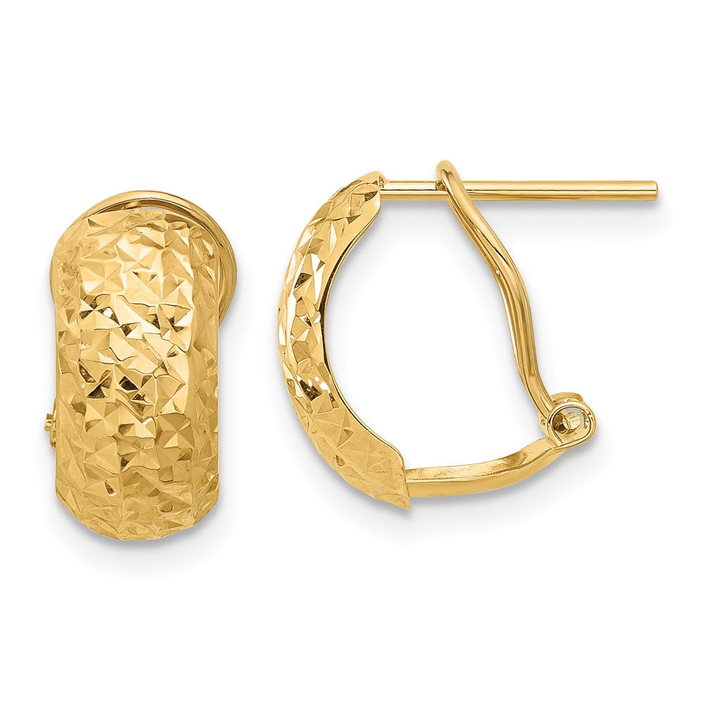 14K Yellow Gold Polished and Diamond-Cut Omega Back Earrings