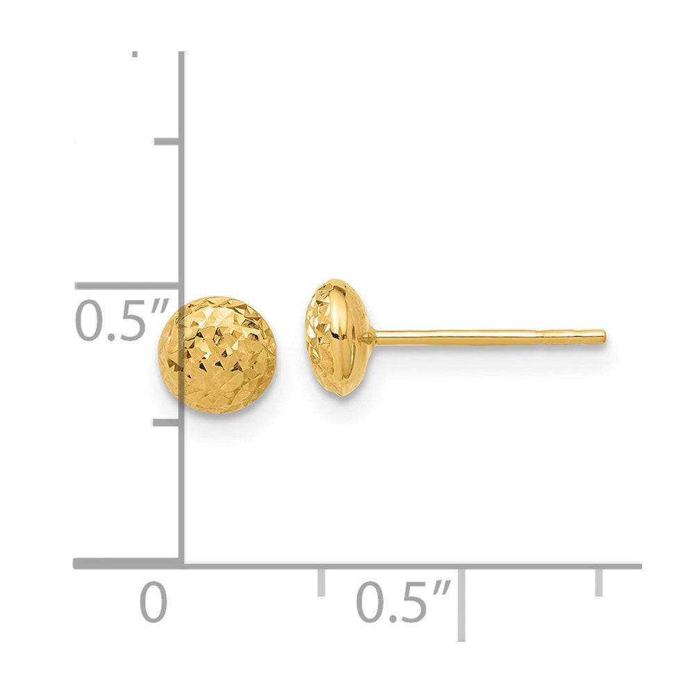 14K Yellow Gold Polished and Diamond-Cut 5.5mm Button Post Earrings