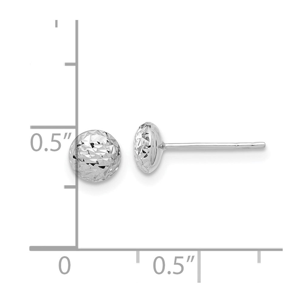 14K White Gold Polished and Diamond-Cut 5.5mm Button Post Earrings