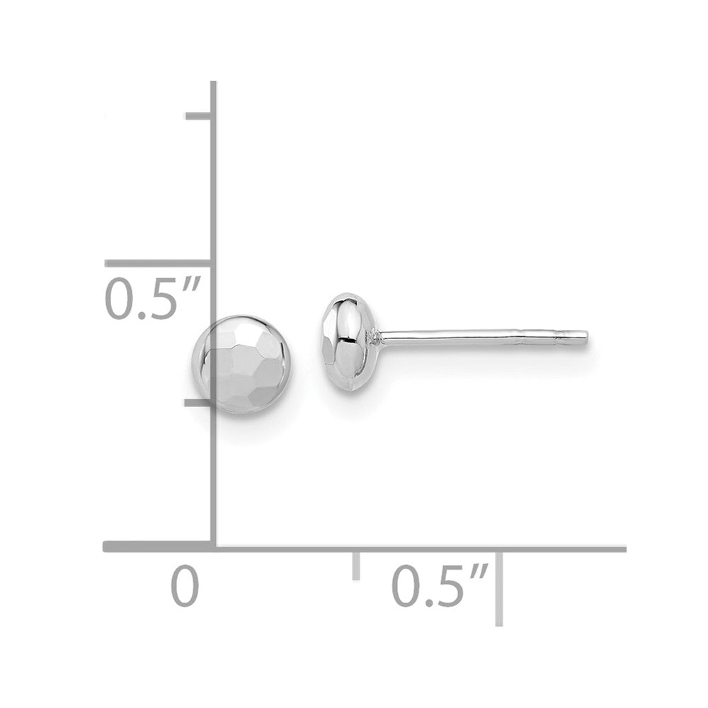 14K White Gold Polished and Diamond-Cut 4.5mm Button Post Earrings