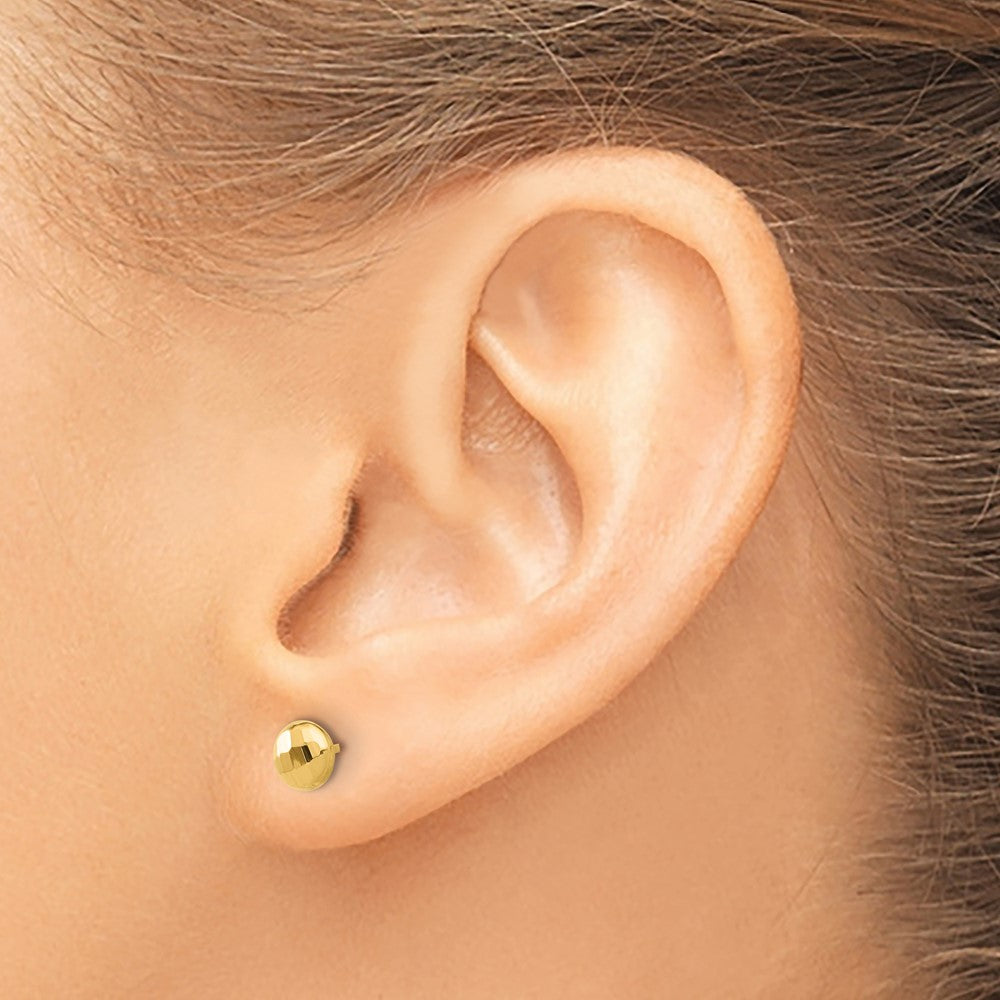 14K Yellow Gold Polished and Diamond-Cut 5.5mm Button Post Earrings