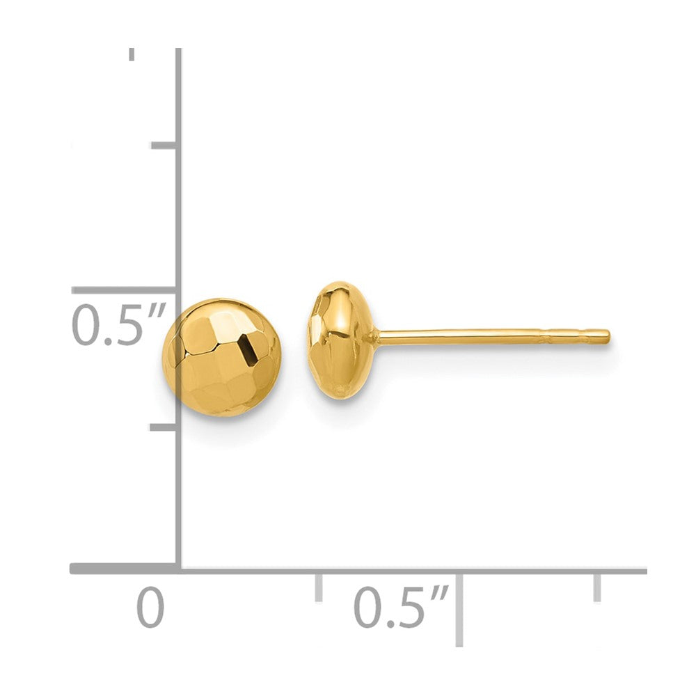 14K Yellow Gold Polished and Diamond-Cut 5.5mm Button Post Earrings