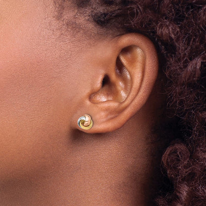 14K Polished Tri-Color Love Knot Post Earrings