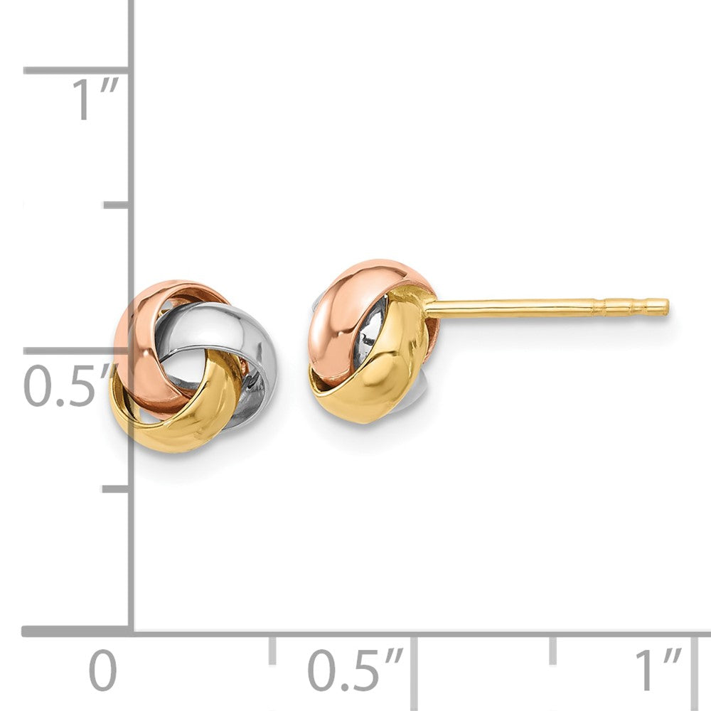 14K Polished Tri-Color Love Knot Post Earrings