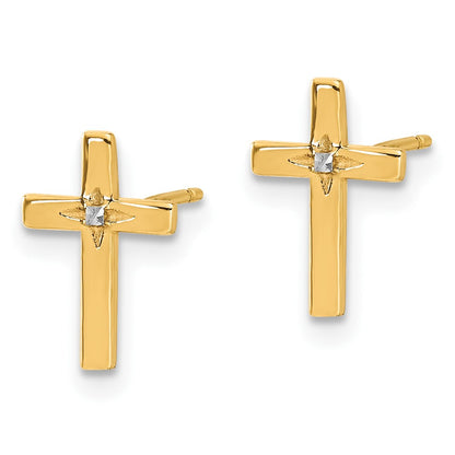 14K Yellow & Rhodium and White Rhodium Cross Post Earrings
