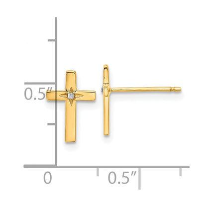 14K Yellow & Rhodium and White Rhodium Cross Post Earrings