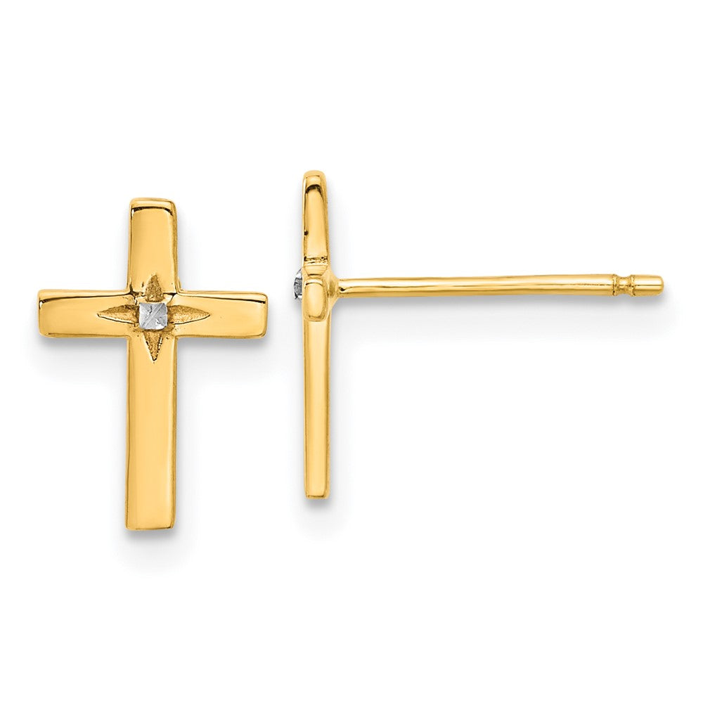 14K Yellow & Rhodium and White Rhodium Cross Post Earrings