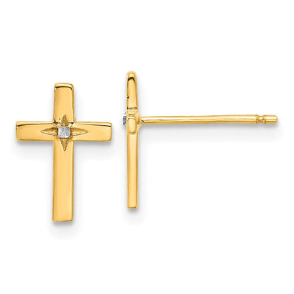 14K Yellow & Rhodium and White Rhodium Cross Post Earrings