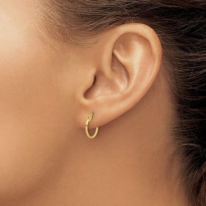 14K Yellow Gold Polished Knife Edge Hoop Earrings