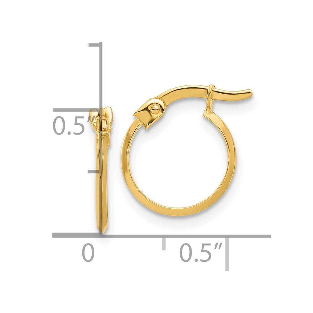 14K Yellow Gold Polished Knife Edge Hoop Earrings