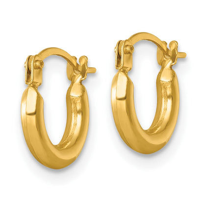 14K Yellow Gold Polished 2mm Hoop Earrings