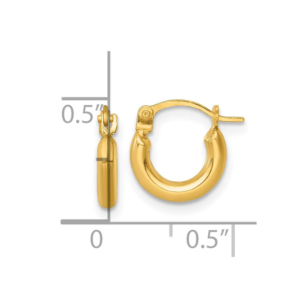 14K Yellow Gold Polished 2mm Hoop Earrings