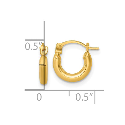 14K Yellow Gold Polished 2mm Hoop Earrings