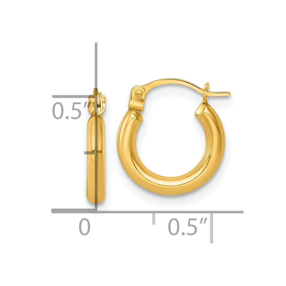 14K Yellow Gold Polished 2mm Hoop Earrings