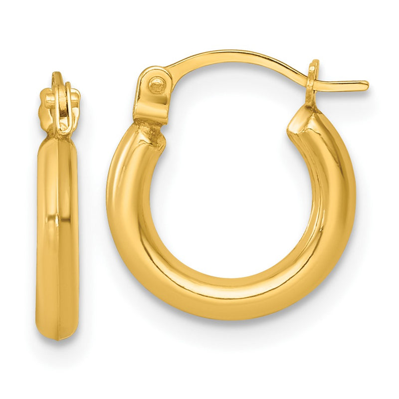 14K Yellow Gold Polished 2mm Hoop Earrings