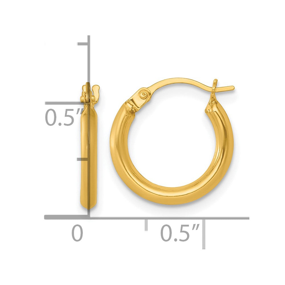14K Yellow Gold Polished 2mm Hoop Earrings