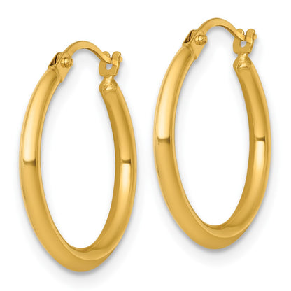 14K Yellow Gold Polished 2mm Hoop Earrings