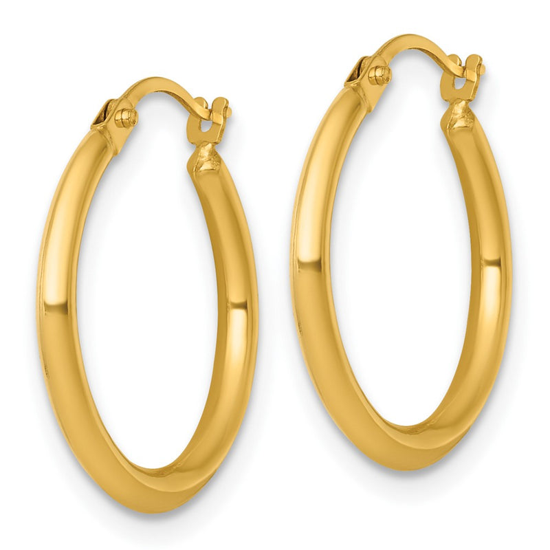 14K Yellow Gold Polished 2mm Hoop Earrings