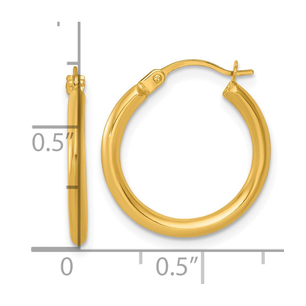 14K Yellow Gold Polished 2mm Hoop Earrings