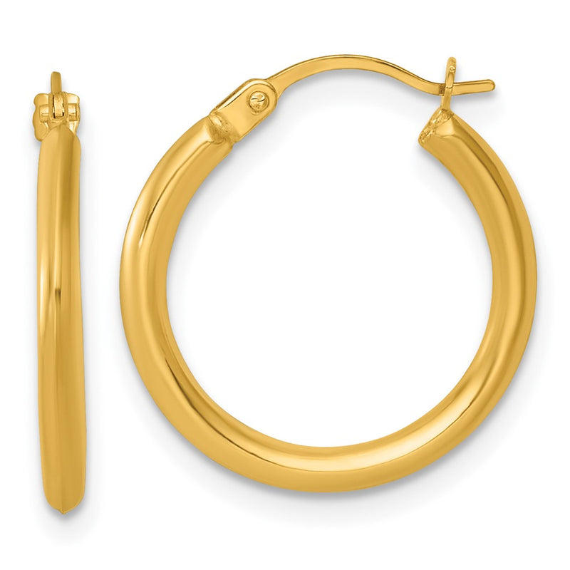 14K Yellow Gold Polished 2mm Hoop Earrings
