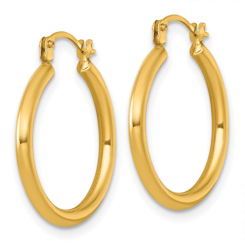 14K Yellow Gold Polished 2mm Hoop Earrings