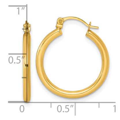 14K Yellow Gold Polished 2mm Hoop Earrings