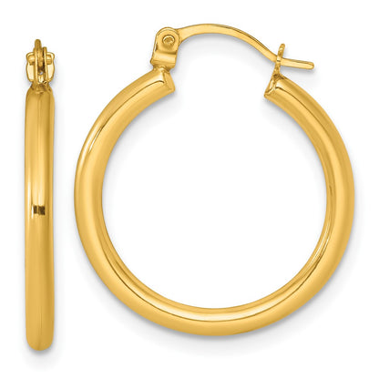 14K Yellow Gold Polished 2mm Hoop Earrings