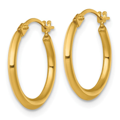 14K Yellow Gold Polished 1.5mm Hoop Earrings