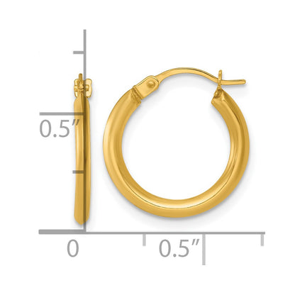 14K Yellow Gold Polished 1.5mm Hoop Earrings