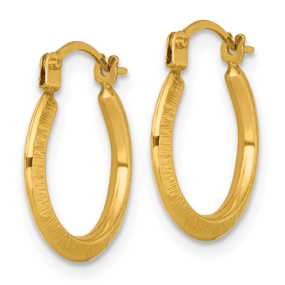 14K Yellow Gold Polished and Textured 1.75mm Hoop Earrings