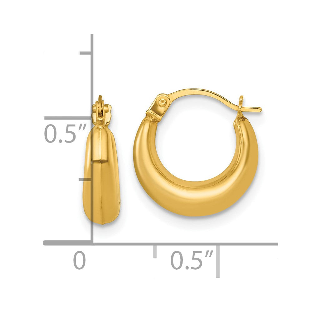 14K Yellow Gold Polished 3.8mm Hoop Earrings