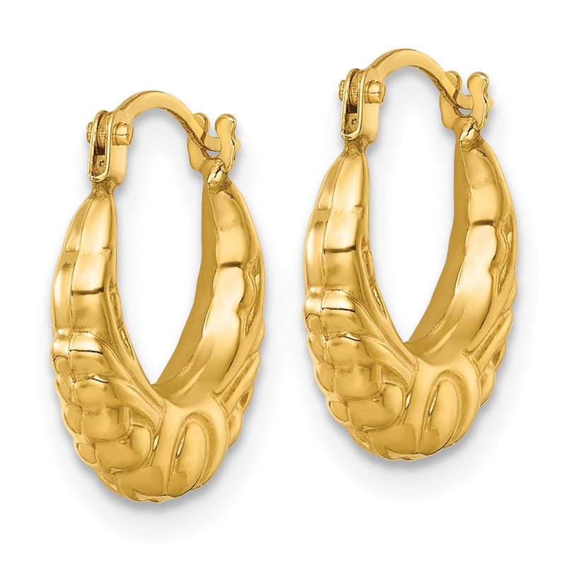 14K Yellow Gold Polished Fancy Hoop Earrings