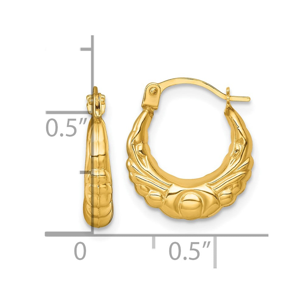 14K Yellow Gold Polished Fancy Hoop Earrings